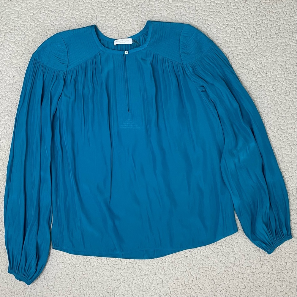 Ramy Brook Long Puff Sleeve Pleated Blouse